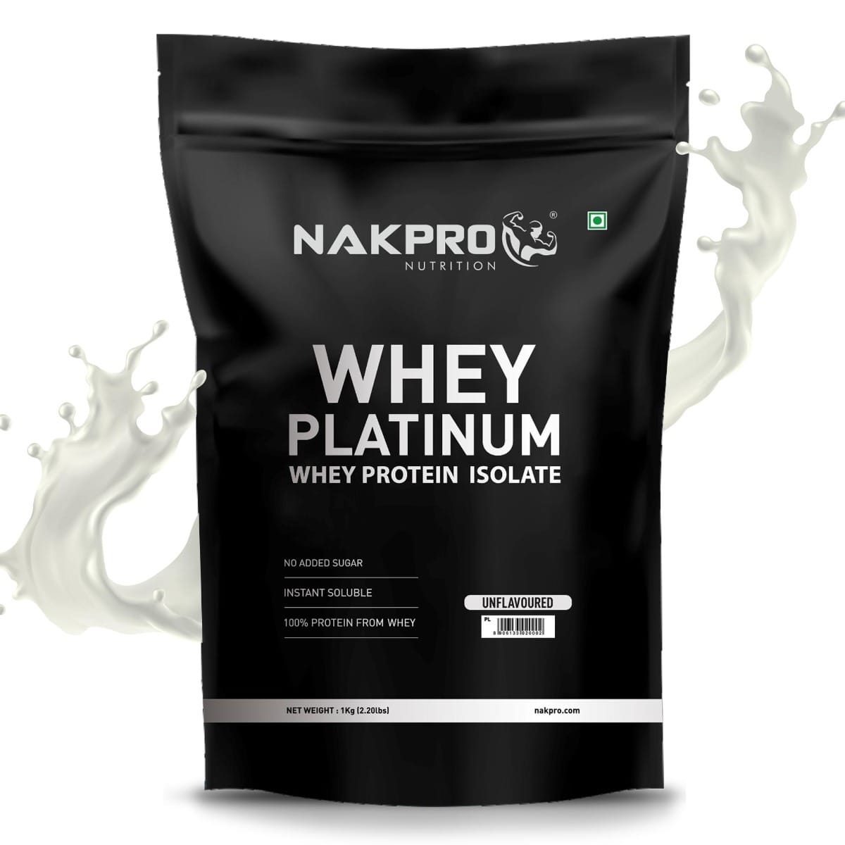 NAKPRO Platinum Whey Protein Isolate 90%, Unflavoured | 31g Protein, 7g BCAA | Trustified Certified 100% Authentic Supplement Powder & No Adulteration | Low Carbs, Fast Absorbing Whey Protein Powder