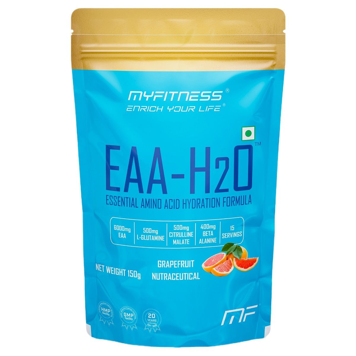 

MYFITNESS EAA H2O | 6000mg EAA | 850mg Electrolyte Blend | 500mg L-Glutamine | 500mg Citrulline Malate | 400mg Beta Alanine | 200mg Taurine | EAA S...