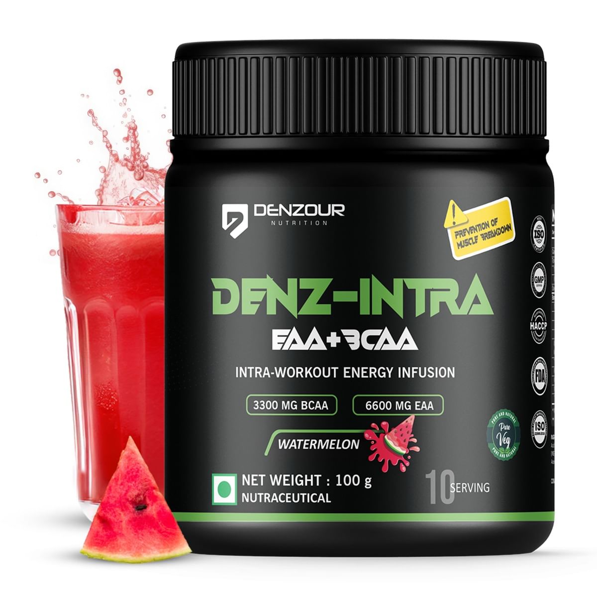 

DENZOUR NUTRITION Denz - Intra Workout Powder, Most Explosive Muscle Pump, Energy Infusion Formula with 3300mg BCAA, 6600mg EAA for Men and Women -...