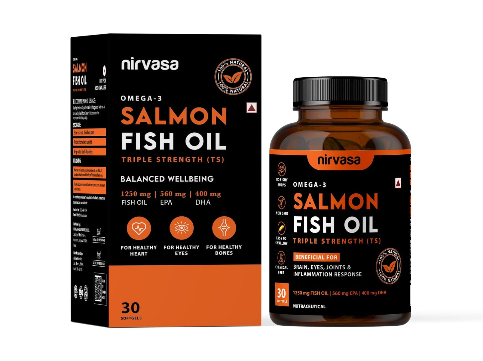 

Nirvasa Omega 3 Salmon Fish Oil (Triple Strength) Capsules 30 X 1