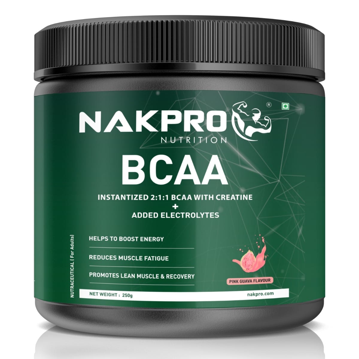 

NAKPRO BCAA-Instantized 2:1:1,BCAA - Jar (31 Servings, 250g- (250 g, Pink Guva)