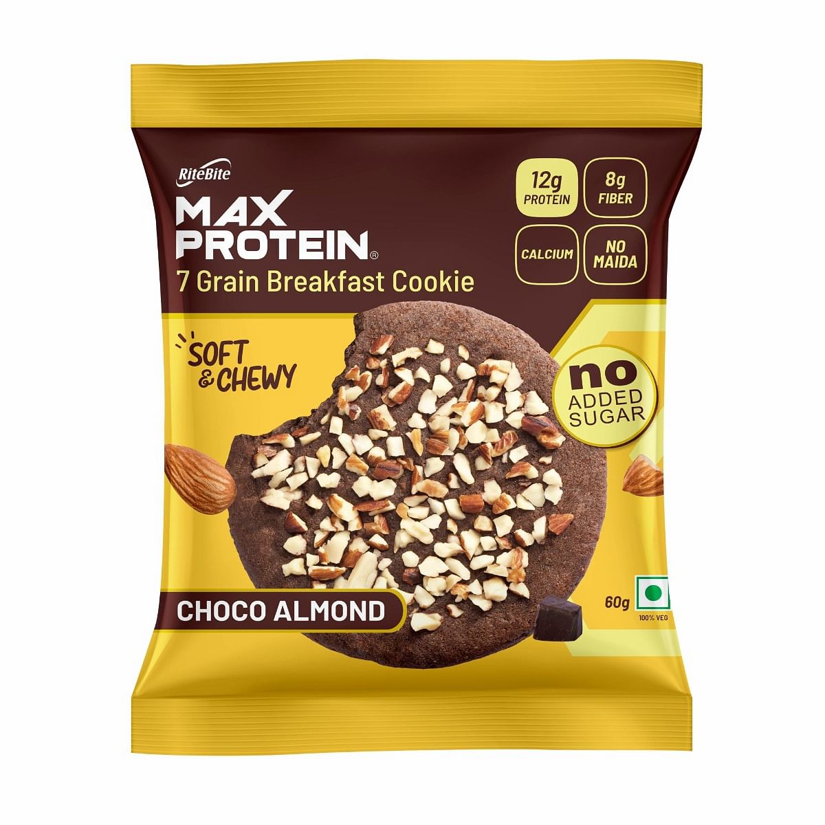 

RiteBite Max Protein Almond Chip Protein Cookie - 60g