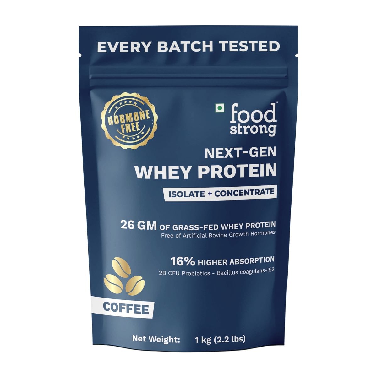 

Foodstrong Next-Gen Whey Protein Isolate + Concentrate, 100% Hormone Free Grass-Fed Whey, 26G Protein, Coffee, With Turmeric, Probiotics & Natural ...