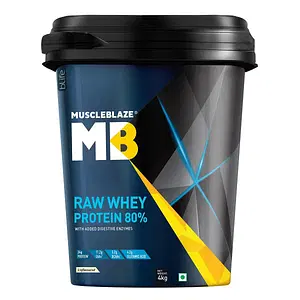 MuscleBlaze MB Raw Whey Protein Concentrate 80% with Added Digestive Enzymes, Labdoor USA Certified