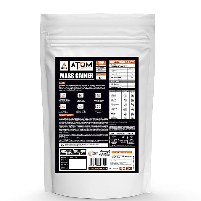AS-IT-IS ATOM Weight Gainer 1kg | Double Rich Chocolate | 13 servings ...