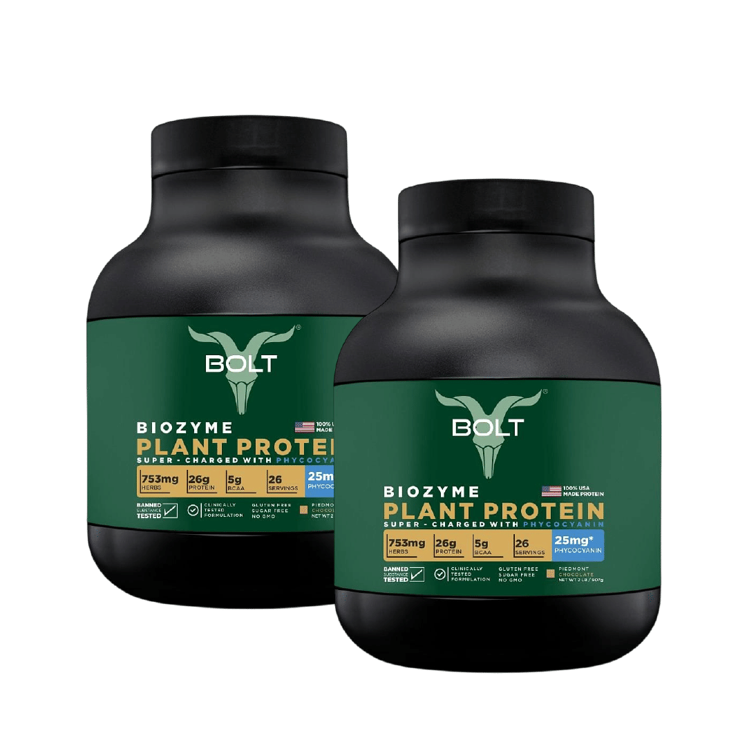 

Bolt Biozyme Plant Protein Super-Charged With Phycocyanin, 26 G Protein | 2 Lb, 907G | Piedmont Chocolate | Quick Muscle Recovery, Lean Muscle Gro...