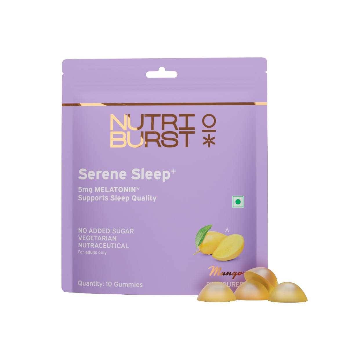 Nutriburst Serene Sleep 5MG Melatonin Gummies for Quality Deep Sleep, Fresh Wake Up No Stress & Anxiety Natural Non-Addictive, Non Habit Forming, No Added Sugar Sleep-Aid