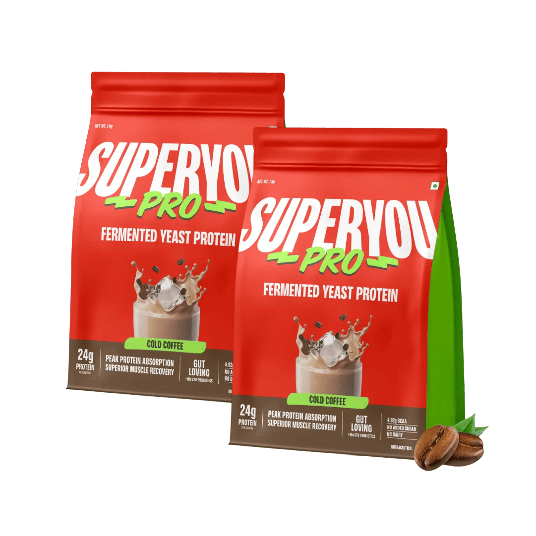 

Superyou Pro Fermented Yeast Protein Isolate 1kg | 24g Protein| Cold Coffee | Peak Absorption | Superior Muscle Recovery | Gut Friendly + 1Bn CFU P...