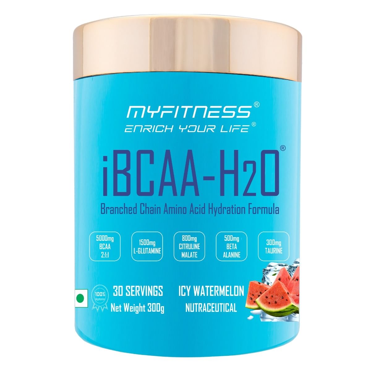 

MYFITNESS ® iBCAA-H2O BCAA 30 Servings|5000mg BCAA 2:1:1| 1500mg L-Glutamine|800mg Citruline Malate| 500mg Beta Alanine|300mg Taurine| 850mg Electr...