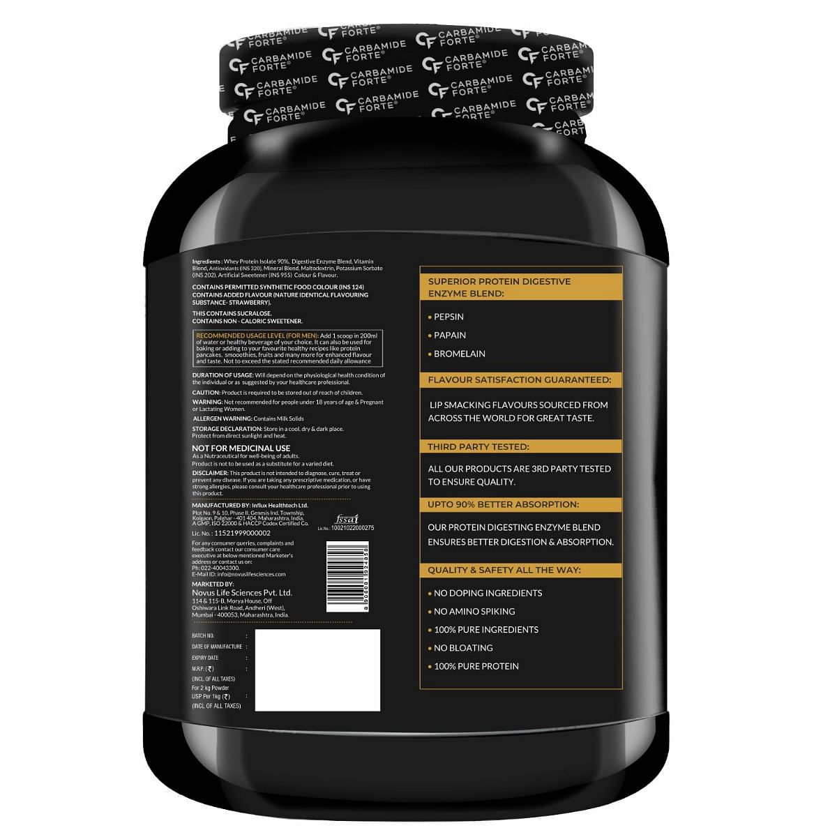 

Carbamide Forte Whey Isolate Protein Powder - With Added Multivitamin & Minerals - Strawberry - 2Kg