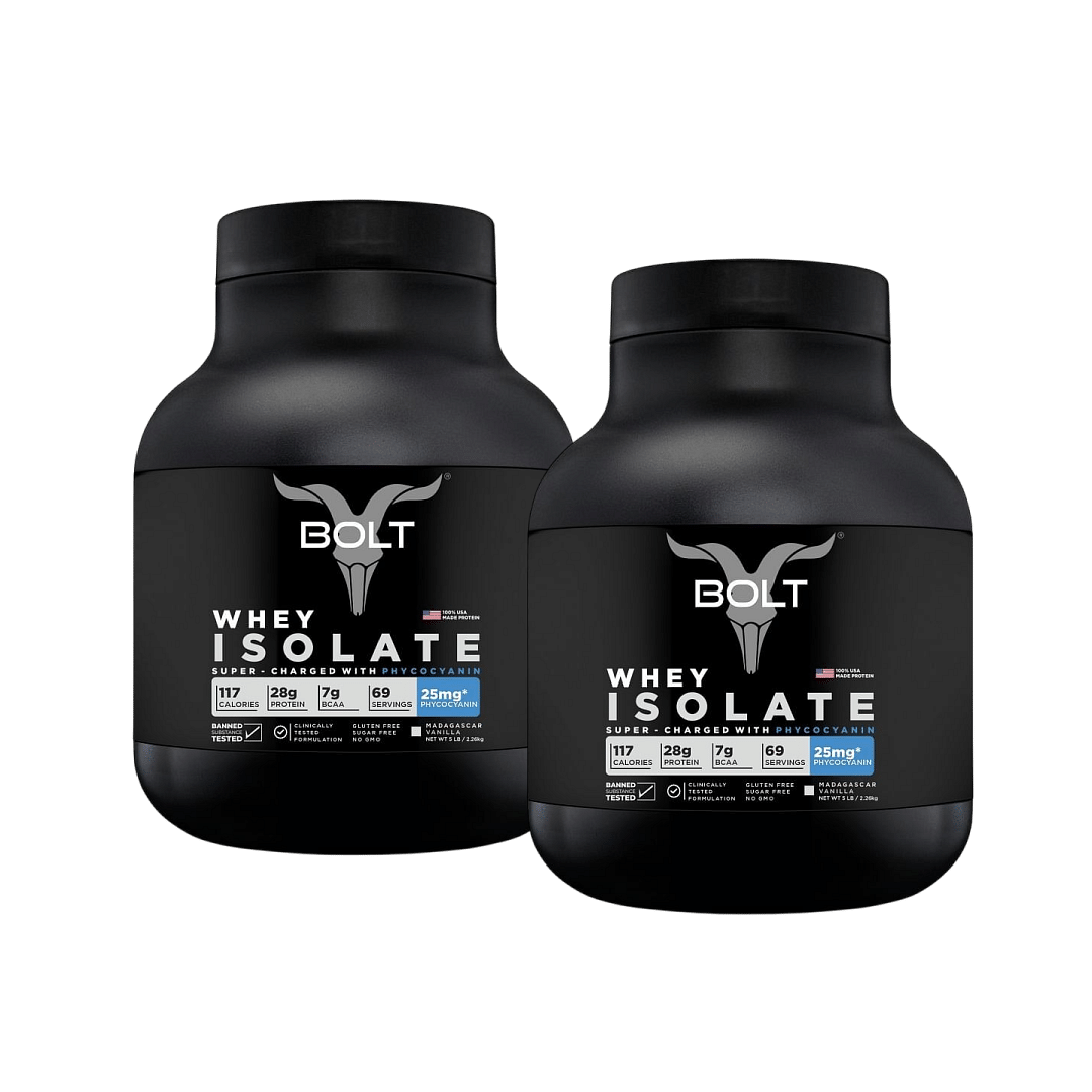 

Bolt 100% Whey Isolate Protein 2.26Kg | Madagascar Vanilla | 69 Servings | 28G Protein | 25Mg Phycocyanin | Performance Enhancer | Build Lean Muscl...