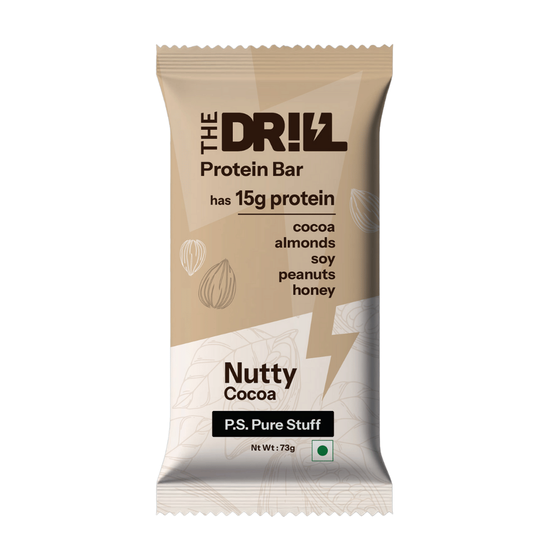 The Drill - Protein Bars - 15g Protein (Pack of 6) – No Added Sugar, No Preservatives, 100% Natural Ingredients - Only Pure Stuff – Healthy Snack for Gym, Work & Travel