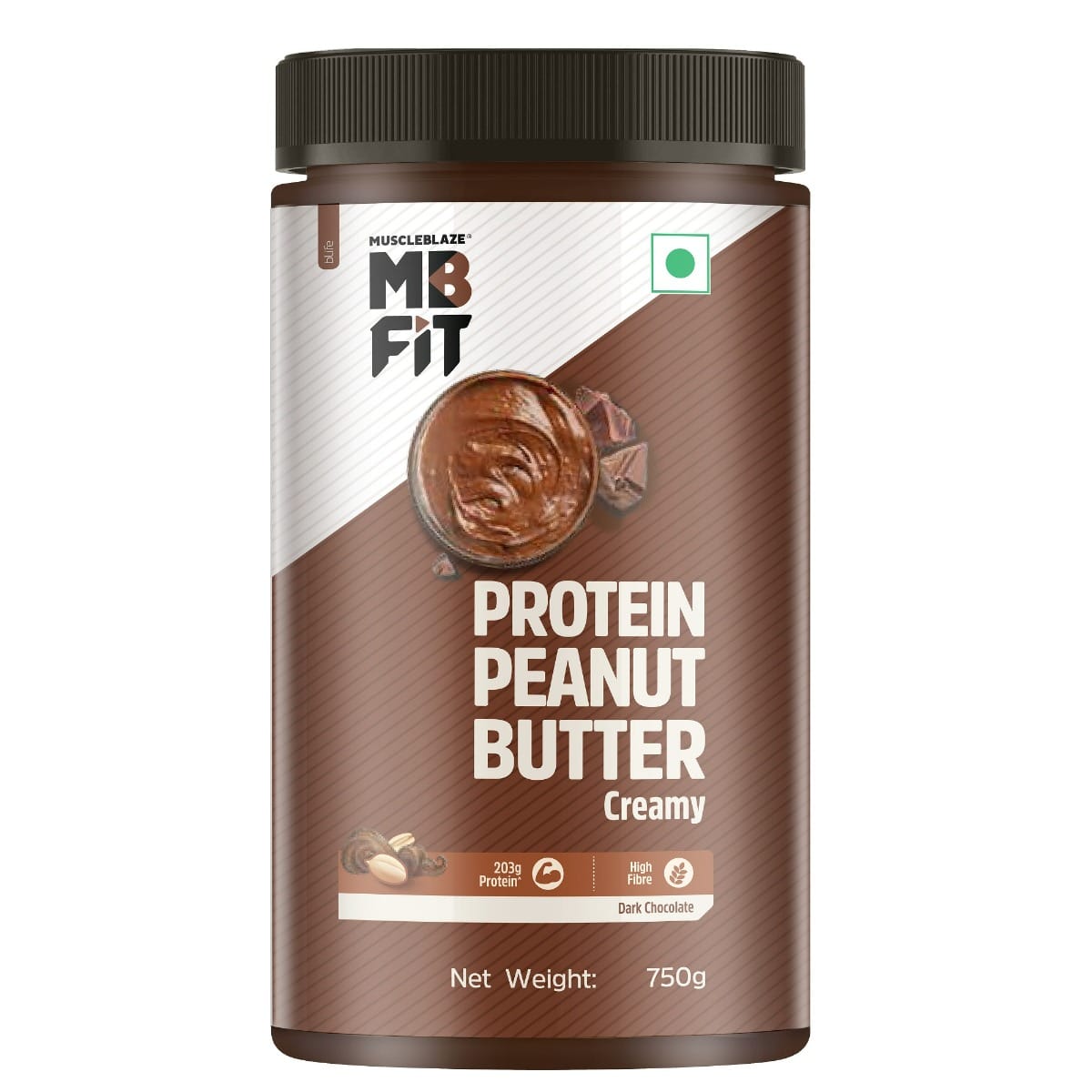 MuscleBlaze Fit High Protein Peanut Butter | 27g Protein | With Pea Protein & Whey Protein Concentrate | (Dark Chocolate Spread, 750g)