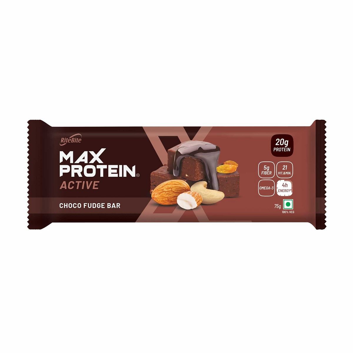 

RiteBite Max Protein Active Choco Fudge 20g Protein Bar - 75g