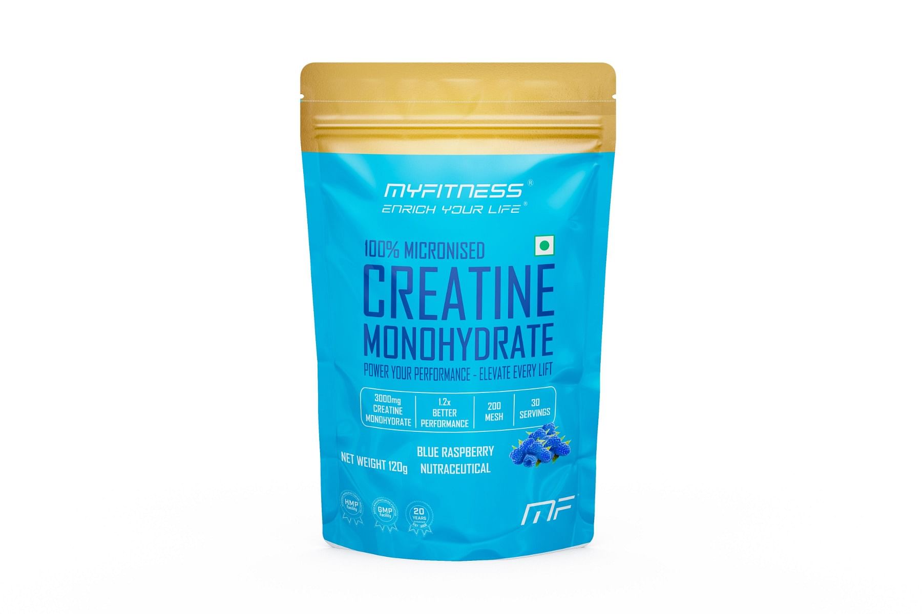 

MYFITNESS 100% MICRONIZED CREATINE MONOHYDRATE| 30 SERVINGS | 120g |WITH ADDED ELECTROLYTES | BLUE RASPBERRY