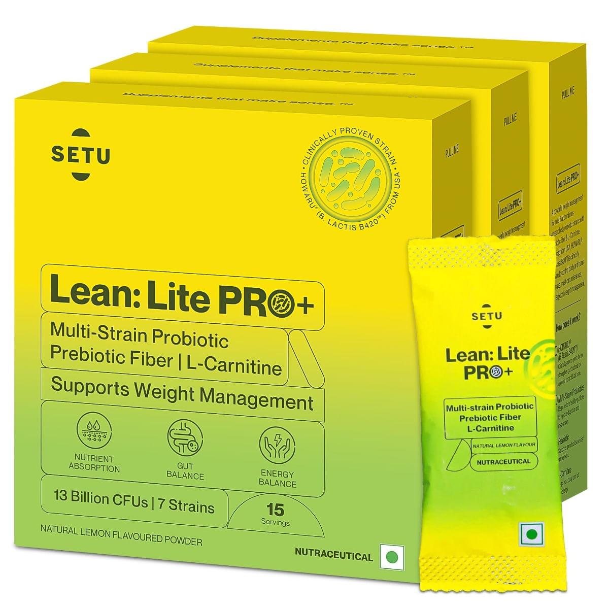 

Setu Lean Lite Pro+ Gut Health Powder | SuperGut Powder with Probiotics + L-Carnitine | Prebiotic & Probiotic Supplement | Helps Convert Fat into E...