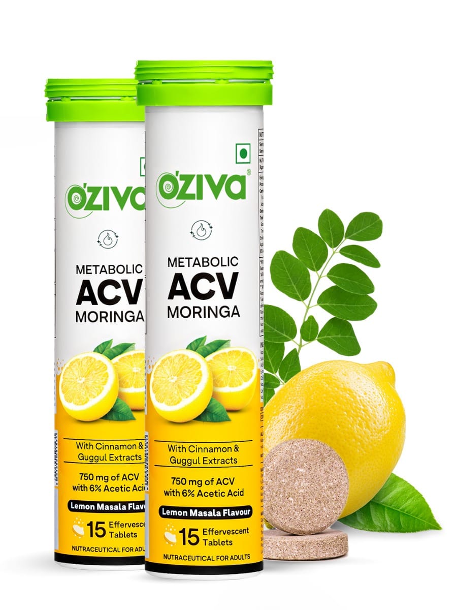 OZiva ACV Moringa for Weight Loss, 3-in-1 Fat Oxidation Formula, Lemon Masala,fizzy tabs-image-35