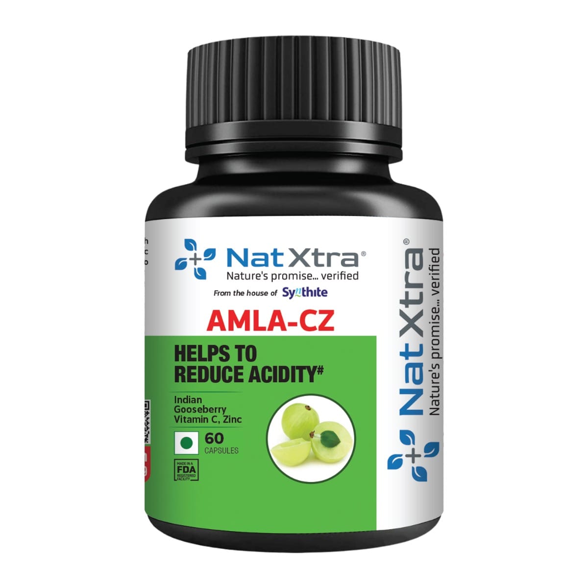 

Natxtra Amla-CZ | Gut Health & Metabolism Support | Vitamin C & Active Zinc for Acidity Relief, Bloating Control & Healthy Digestion | 60 Veg Capsules
