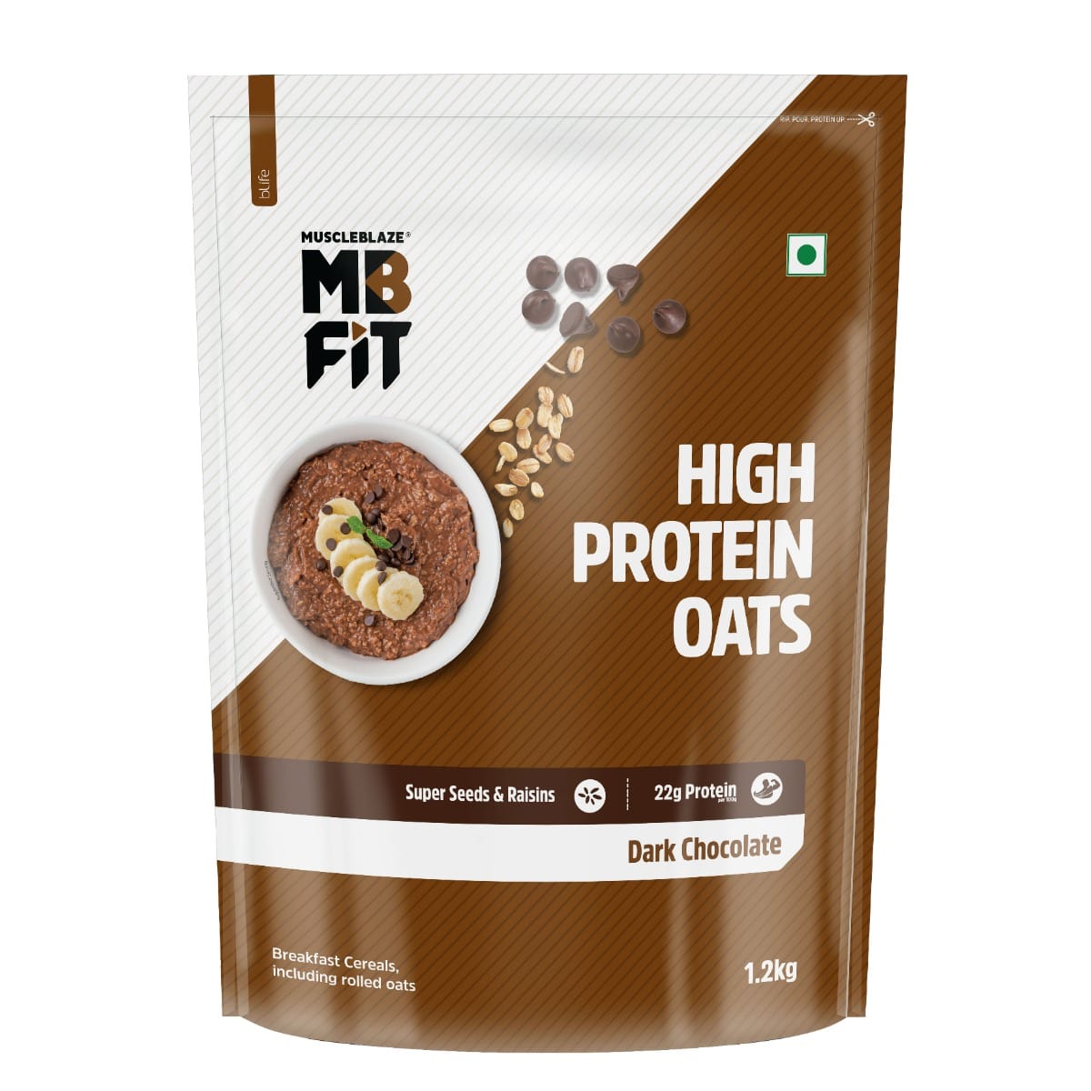 MuscleBlaze Fit High Protein Oats | 22g Protein | Breakfast Cereals for Weight Management (Dark Chocolate)