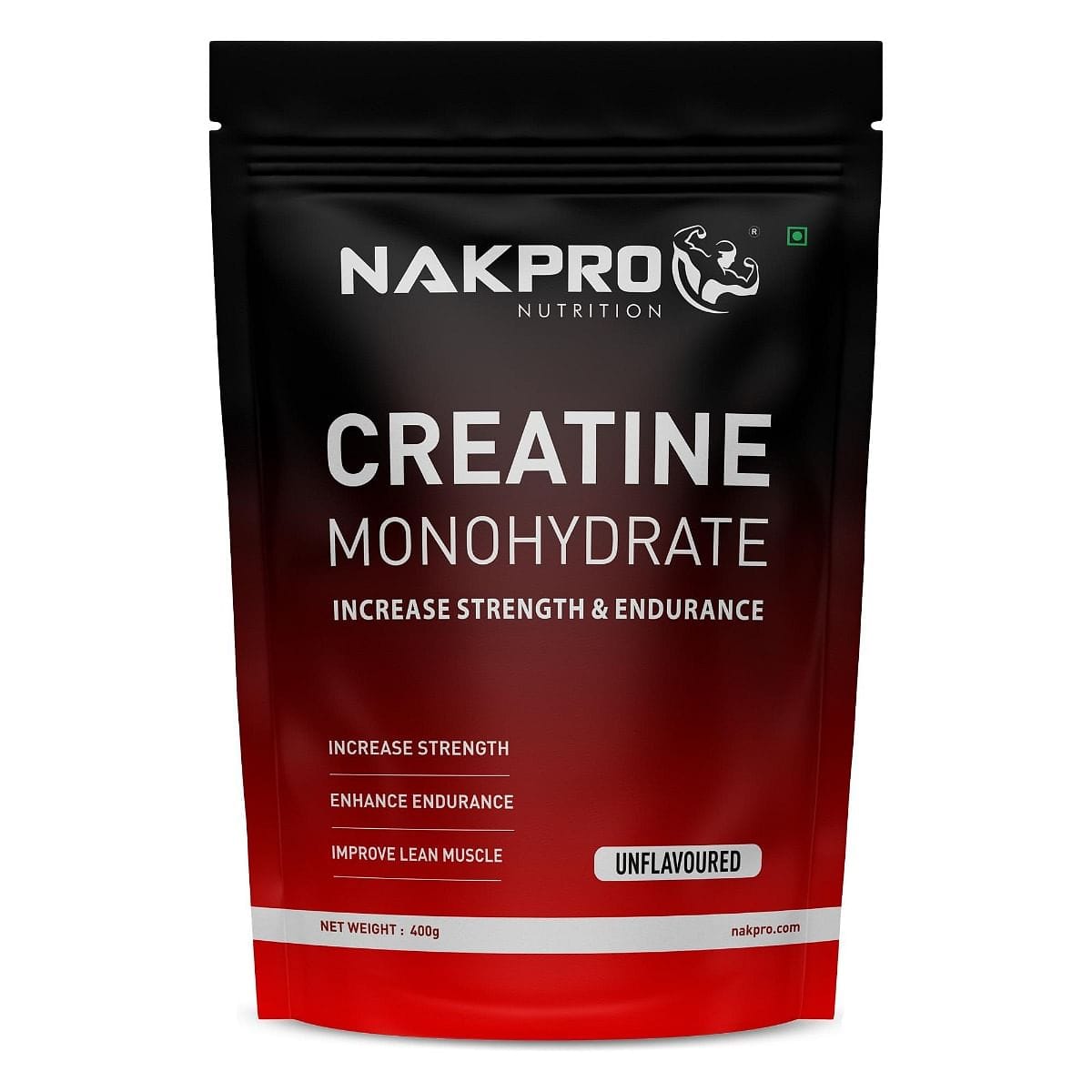 NAKPRO Micronised Creatine Monohydrate Powder (400g, Unflavoured) | 3g Creatine/Serving