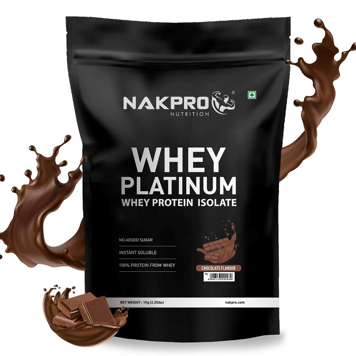

NAKPRO Platinum Whey Protein Isolate 1kg Chocolate | 28g Protein, 6.4g BCAA | Trustified Certified 100% Authentic Supplement Powder & No Adulterati...