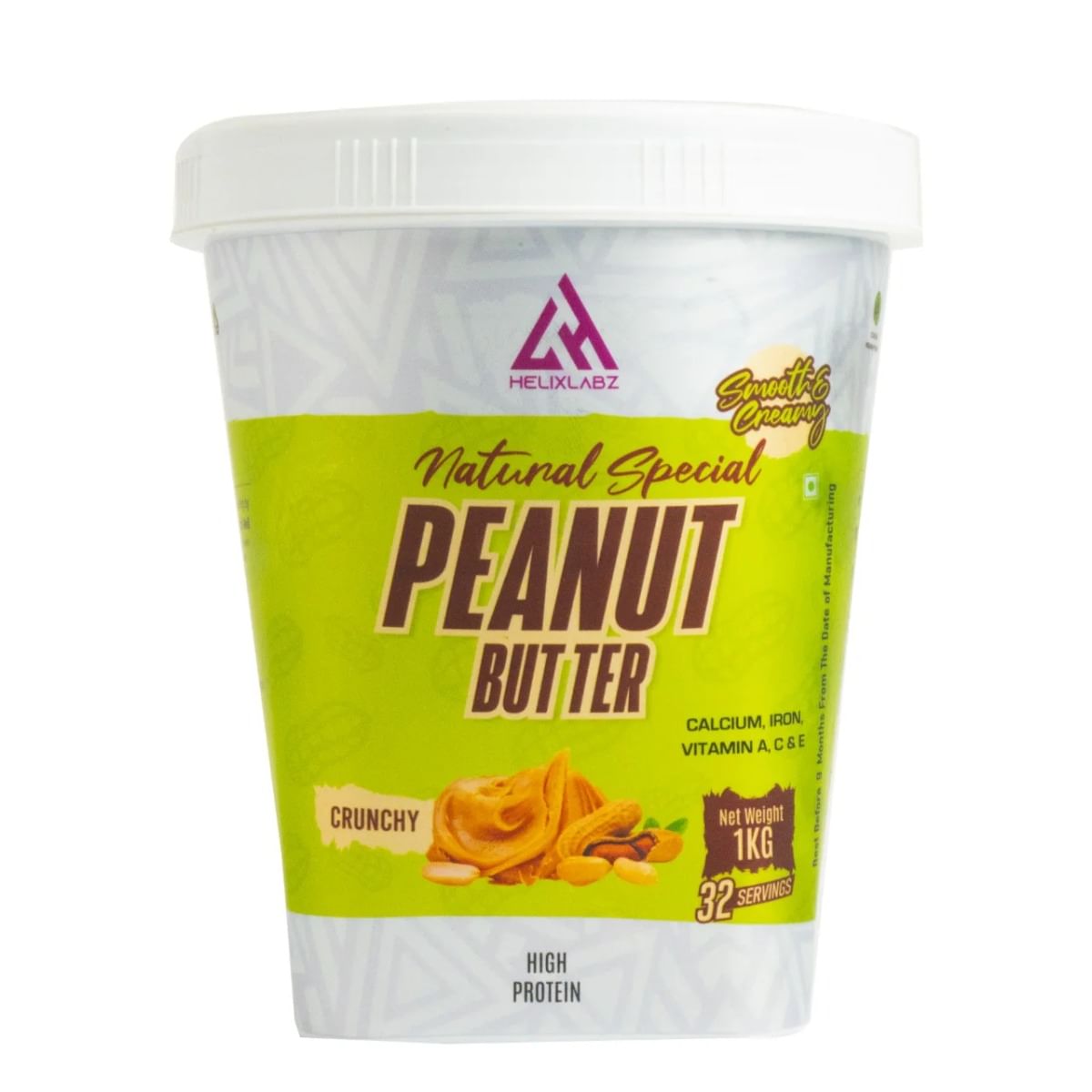 

Helixlabz Crunchy High Protein Peanut Butter with Brown Sugar , Calcium ,Iron and other Vitamin A C & E | 1 Kg| Natural Special Crunchy