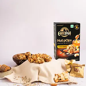 Eatopia NutPops Dry Fruits Healthy Snacks with Nuts, Seeds & Honey | Sugar Free High Protein Breakfast Snack | Natural Energy Bar Replacement, No Artificial Chemicals