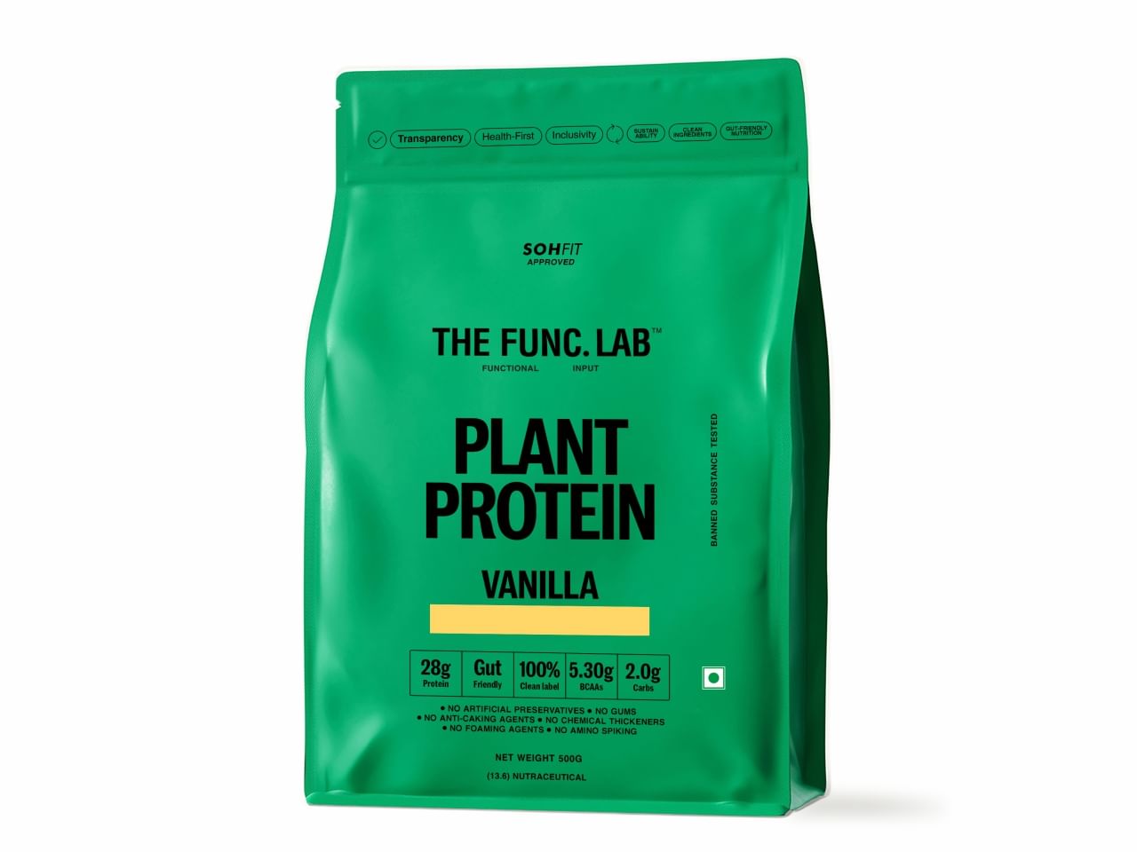 

The Func. Lab Plant Protein for Men and Women – Vanilla Flavour | 500g | 28g Protein per Scoop | Pea and Rice Blend | Vegan, Sugar‑Free | 100% Clea...