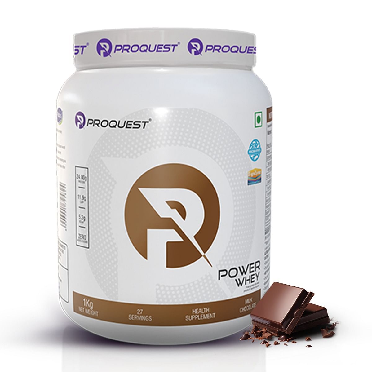 

Proquest Nutrition Power Whey Protein Concentrate | Per Serving - 24g Protein | Milk Chocolate, 1 Kg | Added Probiotics & Digezyme®| Supports Muscl...