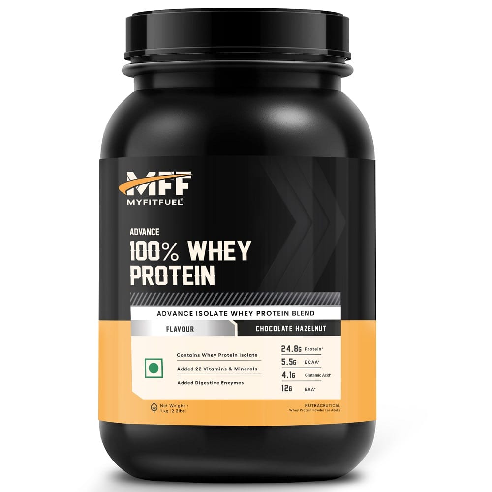 

MyFitFuel Advance Mff 100% Whey Protein, with Digestive Enzymes an Multi-Vitamins (Chocolate Hazelnut, 1 Kg) 28.5 Servings