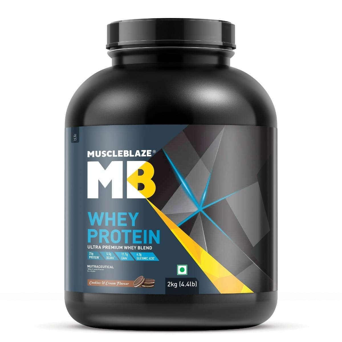 

MuscleBlaze 100 Whey Protein, Ultra Premium Blend with Whey Protein Concentrate & Whey Protein Isolate, 25 g Protein per Scoop (Cookies & Cream, 2 ...