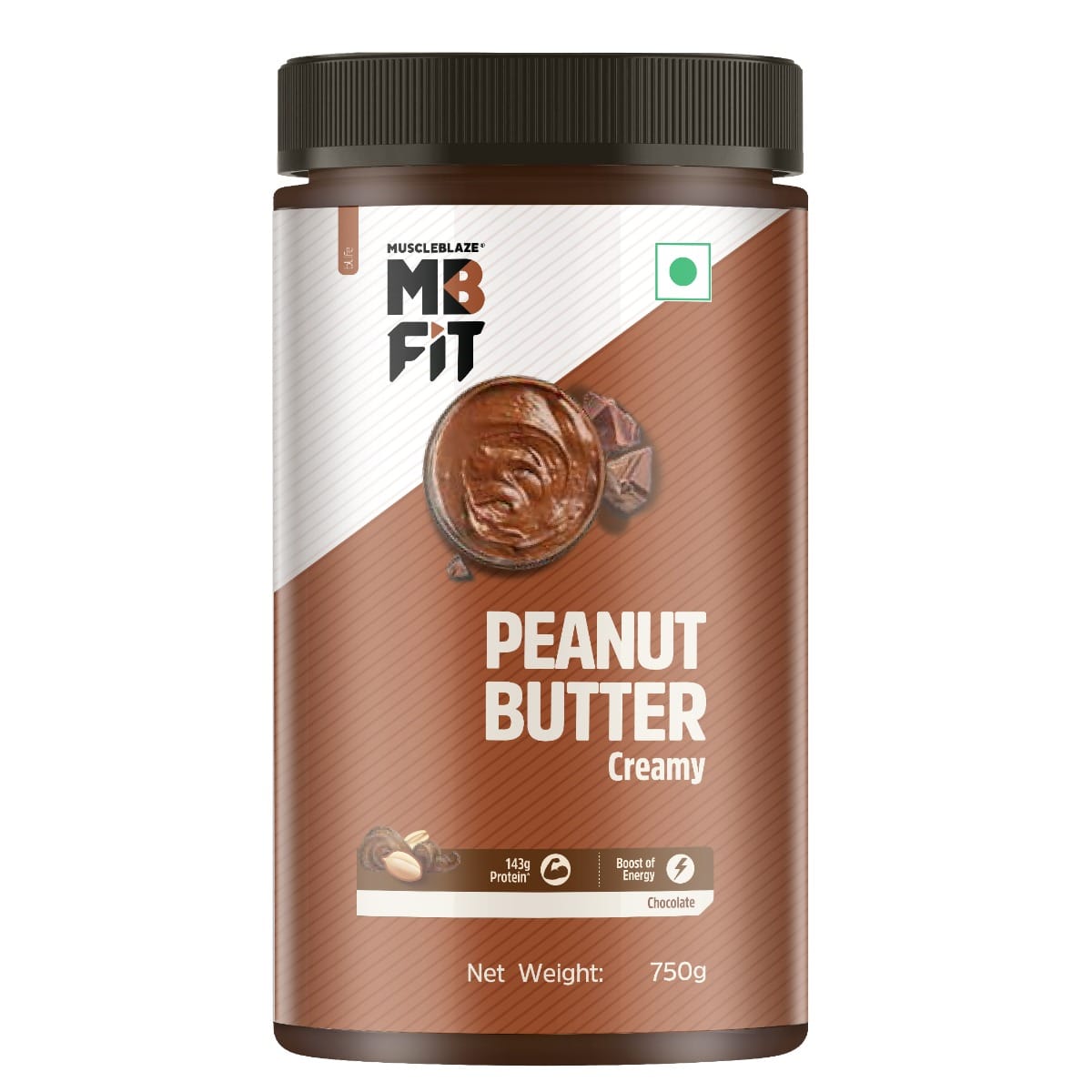 MuscleBlaze Fit Chocolate Peanut Butter | High Protein | No Trans Fat, Energy Booster (750g)
