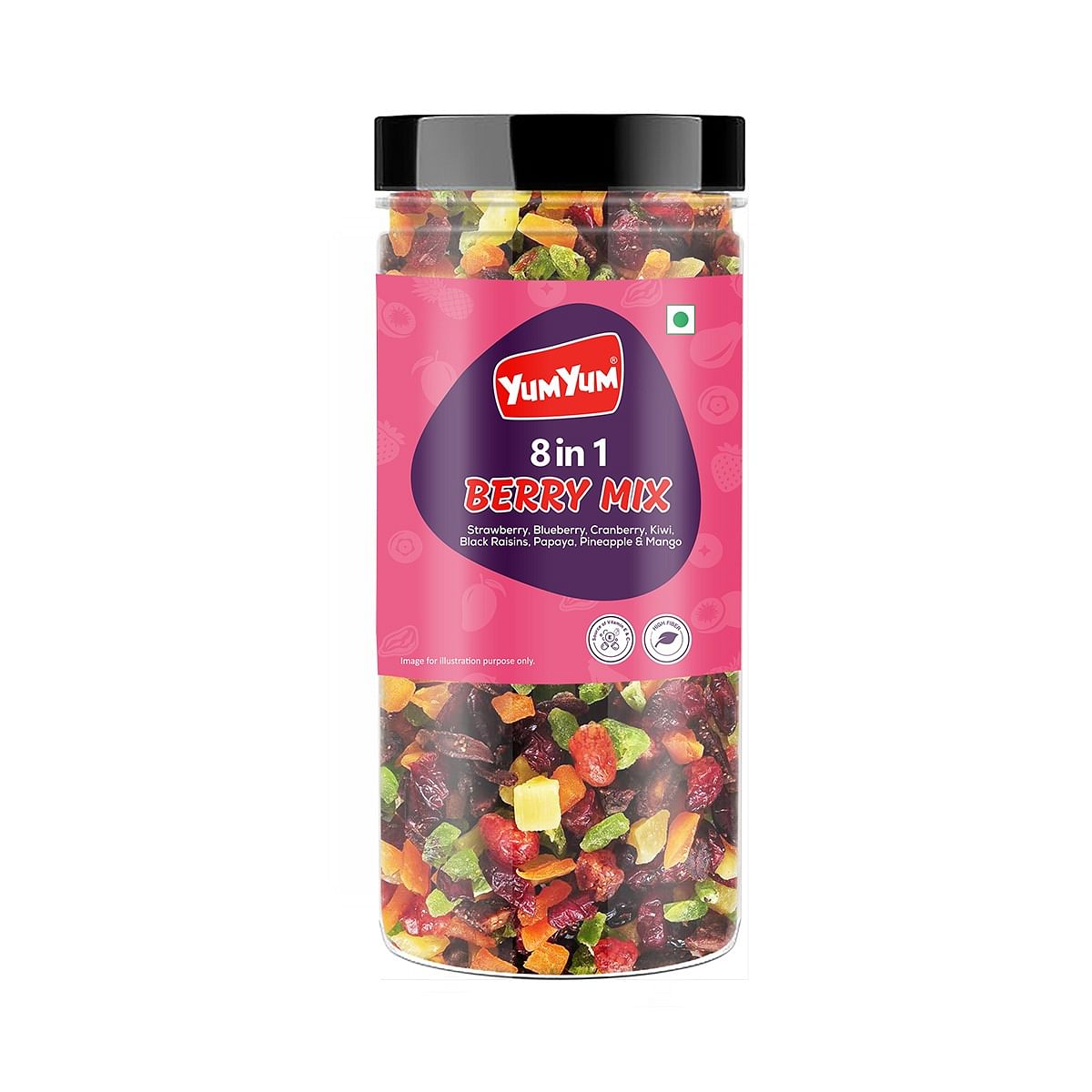 

Yum Yum 8 in 1 Berry and Fruits Mix | Dried Berries | Healthy Snacks | Cranberry | Strawberry | Blueberry | Kiwi | Papaya | Pineapple | Mango | Bl...