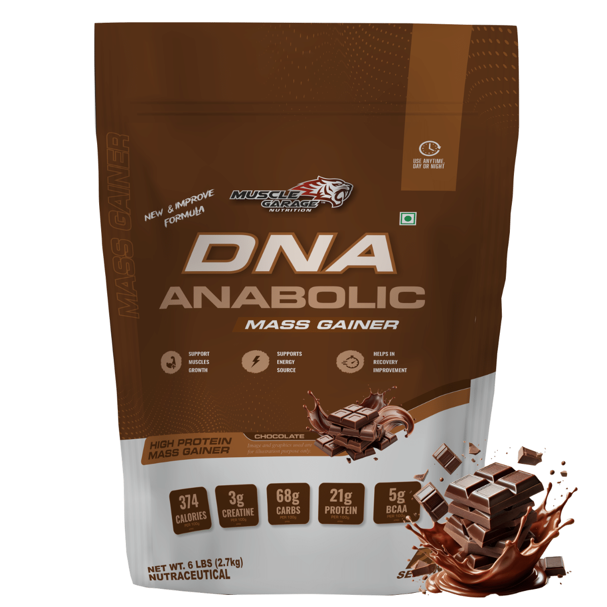 

Muscle Garage DNA Anabolic Mass Gainer New Formula | High Protein Weight Gainer Powder for Muscle Growth & Recovery| With Creatine, BCAAs & Vitamin...