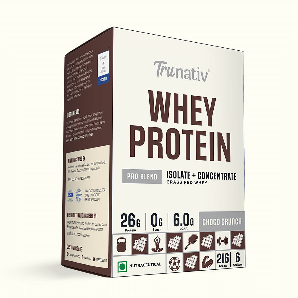 

Trunativ Pro Blend Whey Protein | Choco Crunch | 26g Protein & 6g BCAA per Serving | Grass-Fed Isolate & Concentrate| Lab Tested for Purity & Accur...