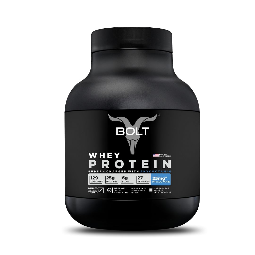 

Bolt Whey Protein (25g per serving) - 907g | Madagascar Vanilla | 27 Servings | 25mg Phycocyanin | Improves performance | Faster Recovery | Muscle...