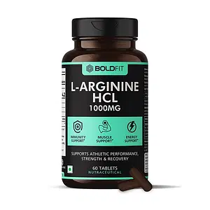 Boldfit L-Arginine Supplement 1000mg with Nitric Oxide Arginine Supplement for Men & Women for Muscle Growth, Stamina, Recovery, Immune Booster & Energy
