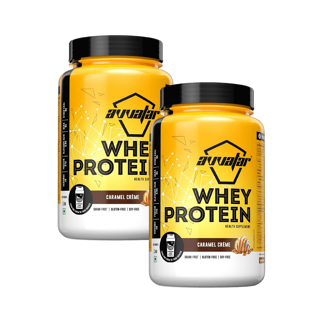 

Avvatar Whey Protein 1Kg | Caramel Creme | 29 Servings | 27G Protein | Sugar Free | Gluten Free | Soy Free Pack Of 2