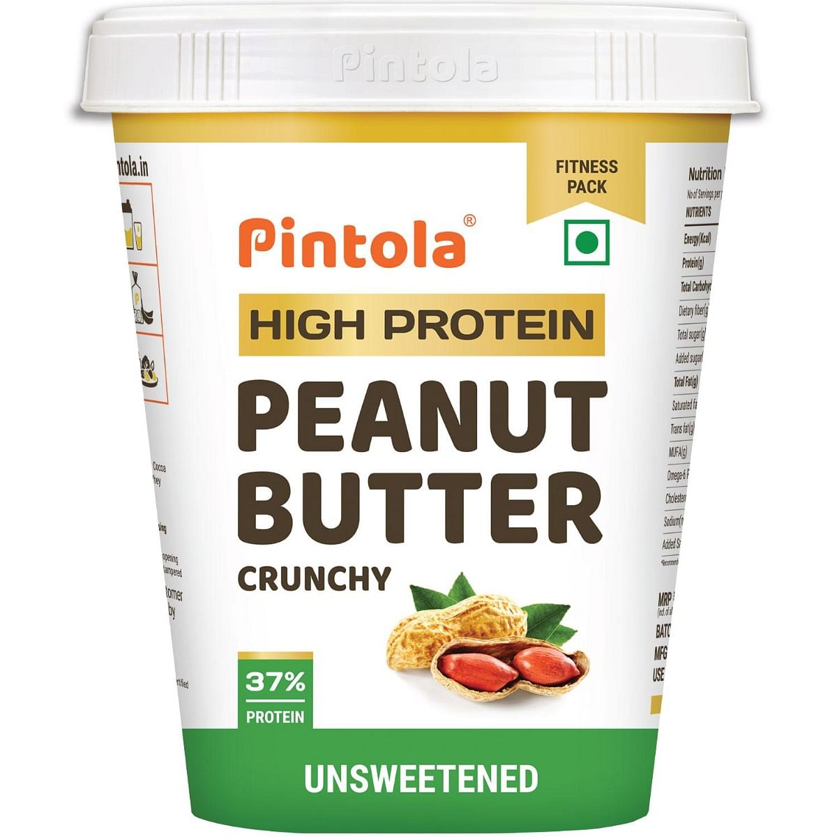 

Pintola All Natural High Protein Peanut Butter Made With 100% Roasted Peanuts | High In Fiber, Naturally Gluten-Free, No Added Sugar | Unsweetened,...