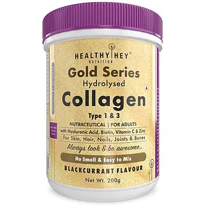 HealthyHey Nutrition Collagen Gold Series with Hyaluronic Acid, Biotin & Vitamin C - No Smell - Easy to Mix - No Added Sugar - For Skin, Hair & Nails