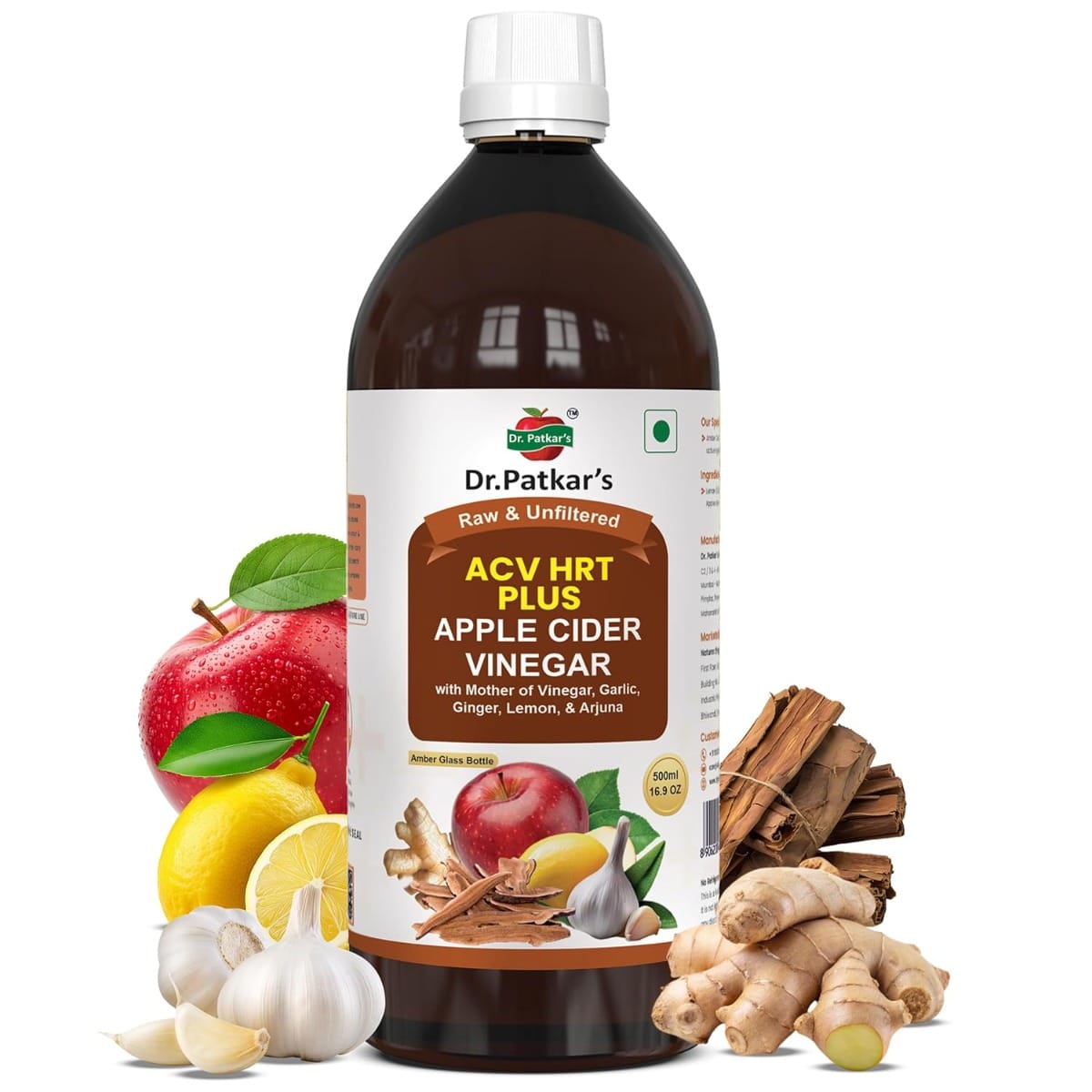 

Dr. Patkar's Apple Cider Vinegar with Ginger, Garlic, Lemon & Arjuna (ACV HRT PLUS) + Formula Morning Detox Tonic Heart, Immunity & Digestion Suppo...