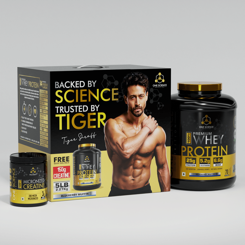 

One Science Nutrition Whey Protein Combo | Gluten Free, 25g Protein/Scoop | Muscle Gain, Strength & Exercise Recovery | Free 150g Creatine | Bluebe...