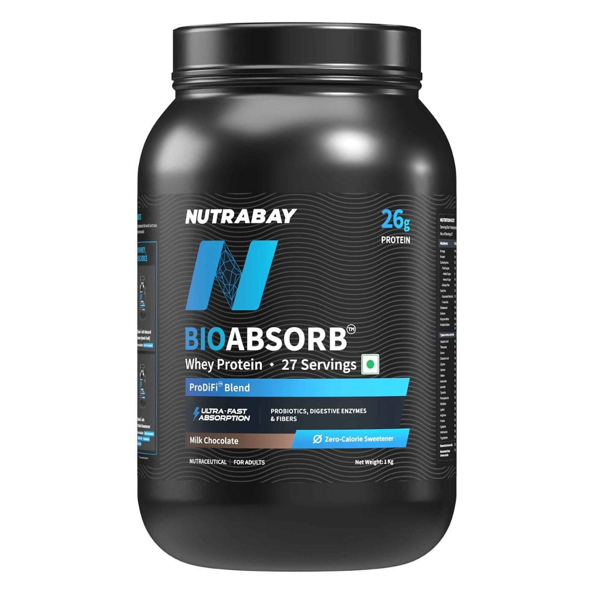 

Nutrabay BioAbsorb™ Whey Protein Powder - 1kg, Milk Chocolate | India's First Protein with ProDiFi™ Blend for Ultra-Fast Absorption | 26g Cros...