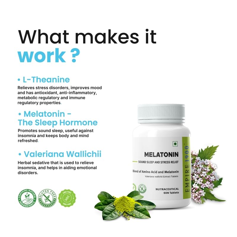 

EMPIRE 1900 Melatonin Tablets for Natural Sleep Support|Non-Addictive|Sleep and Stress-Relief Formula|Insomnia Relief|Sleep-Aid Melatonin Tablet|L-...