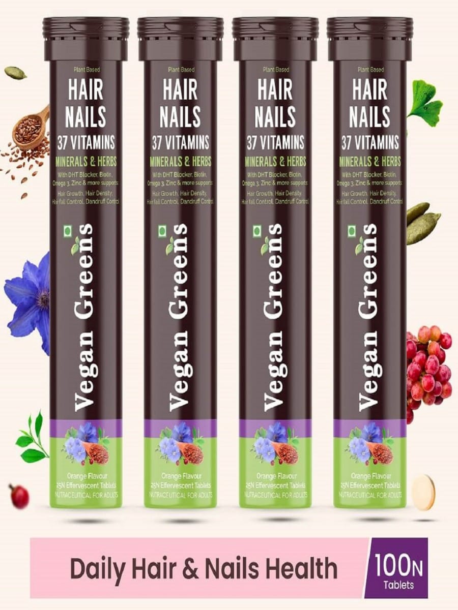 

Vegan Greens Hair & Nails Vitamins with DHT Blocker, Biotin, Omega 3, Zinc. 37 Key Ingredients. For Hair Growth, Hair Loss Control, Stronger Nails....