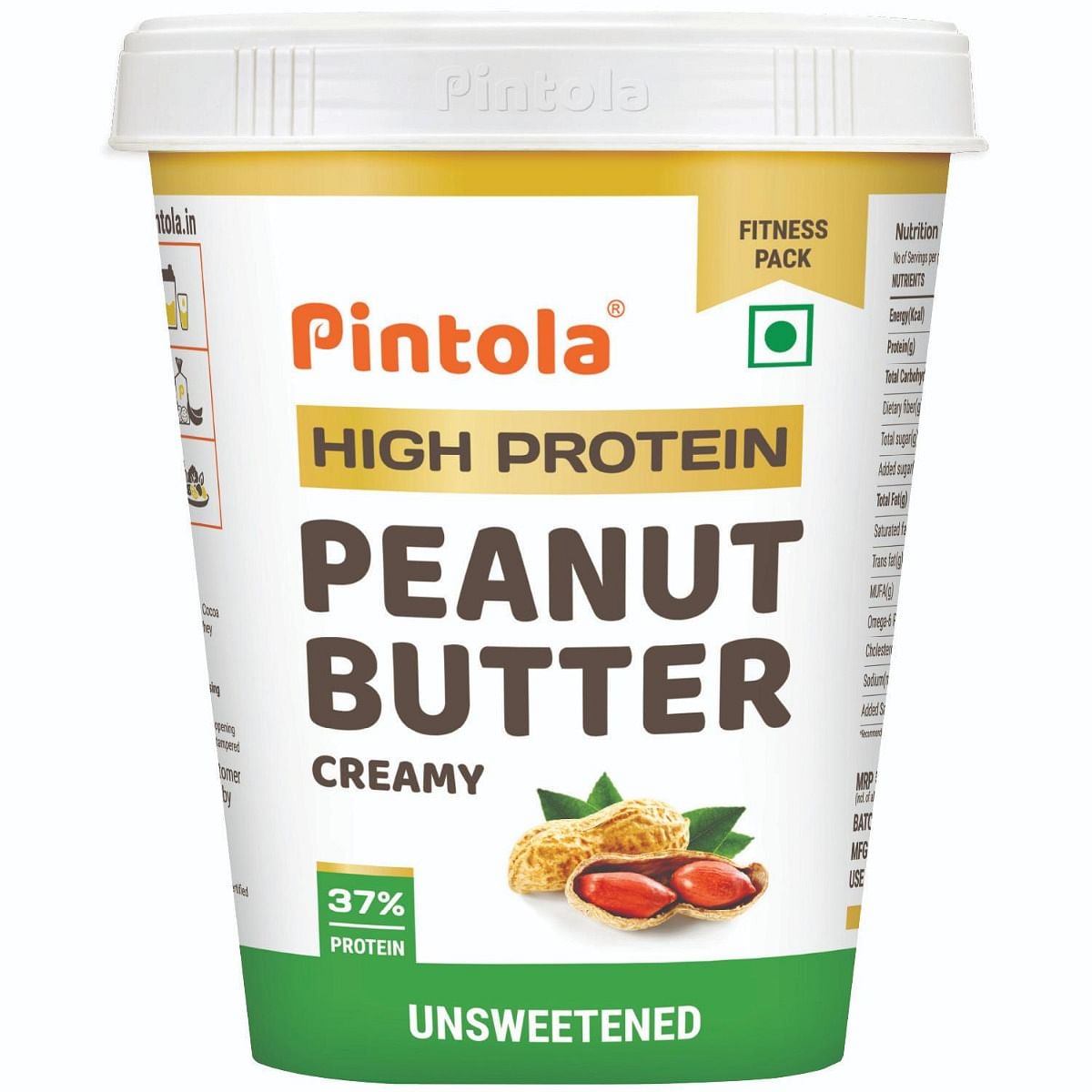 

Pintola All Natural High Protein Peanut Butter Made With 100% Roasted Peanuts | High In Fiber, Naturally Gluten-Free, No Added Sugar | Unsweetened,...