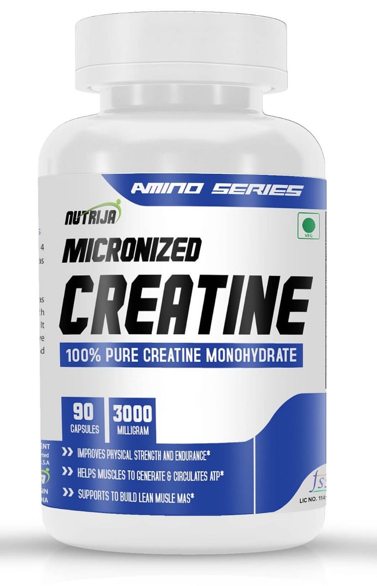 

NutriJa Creatine Monohydrate 3000mg Capsules | Improves physical strength & endurance | Ideal Workout supplement - 180Capsules (Pack of 2)