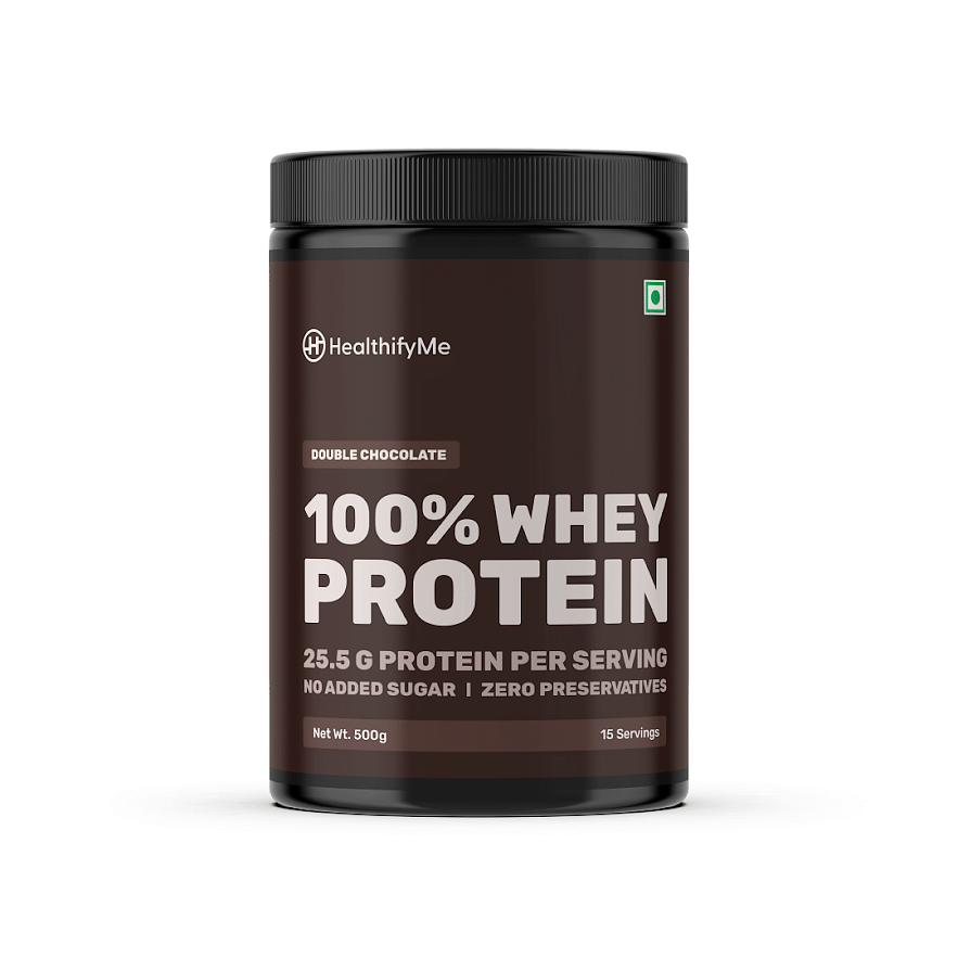 

Healthifyme 100% Whey Protein Blend | 25.5gm protein, 5.6gm BCAA | With Digestive Enzymes | No added Sugar or Artificial Sweeteners | Zero Preserva...