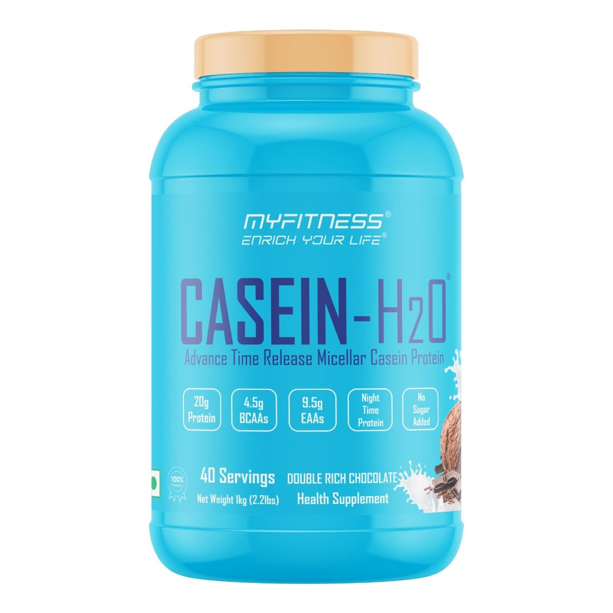 

MYFITNESS ® CASEIN-H2O 1kg |Night Time Casein Protein Powder |20g Protein Per Serving |4.5g BCAAs |9.5g EAAs |No Sugar Added |Advance Time Release ...