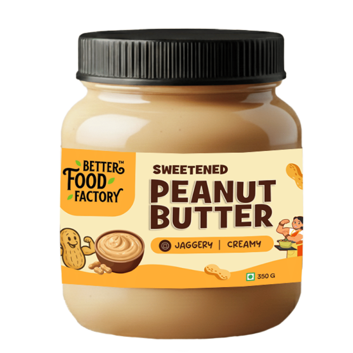 

Better Food Factory Sweetened Peanut Butter Creamy 350 Gm | 23g Protein & 7.5g Fiber| High Protein| Naturally Sweetened|Zero Cholestrol & Transfat|...